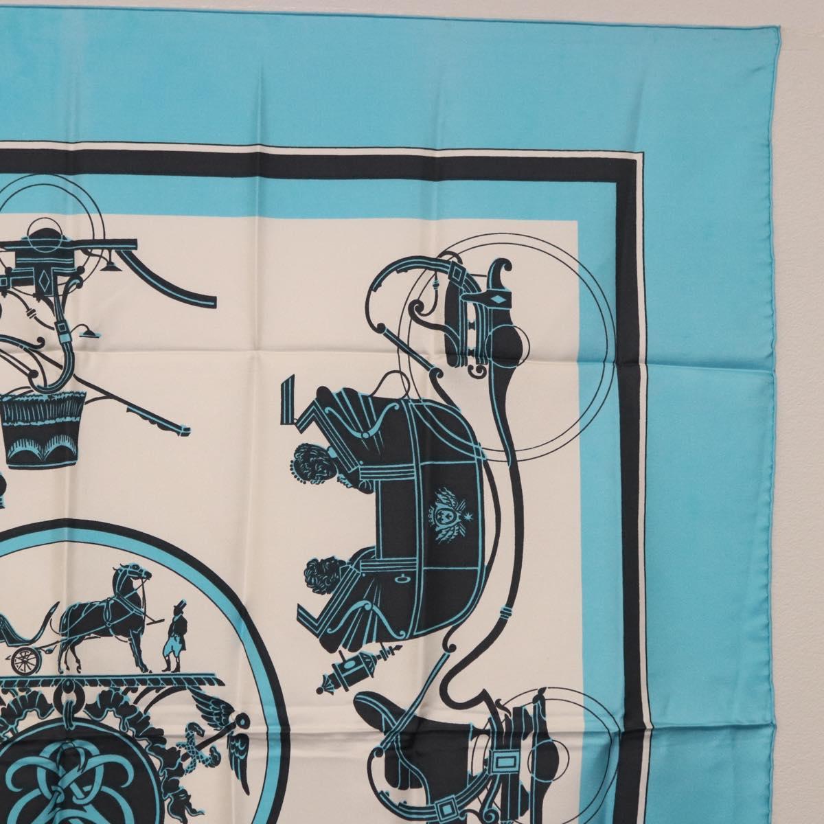 HERMES Carre 90 Scarf Silk Light Blue Auth 190196