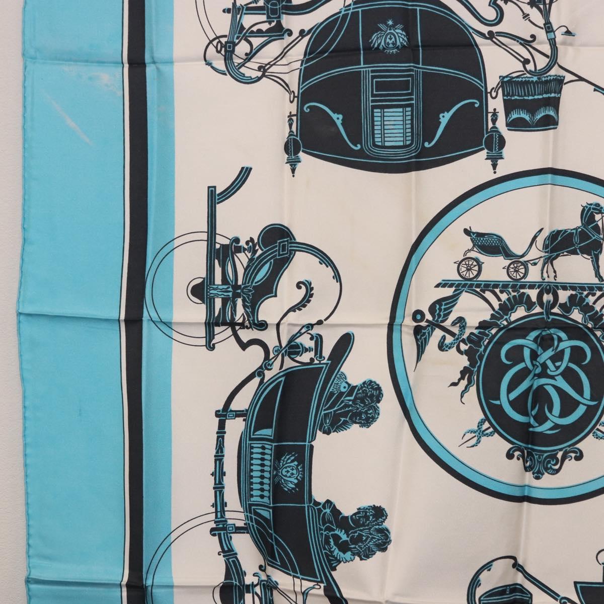 HERMES Carre 90 Scarf Silk Light Blue Auth 190196