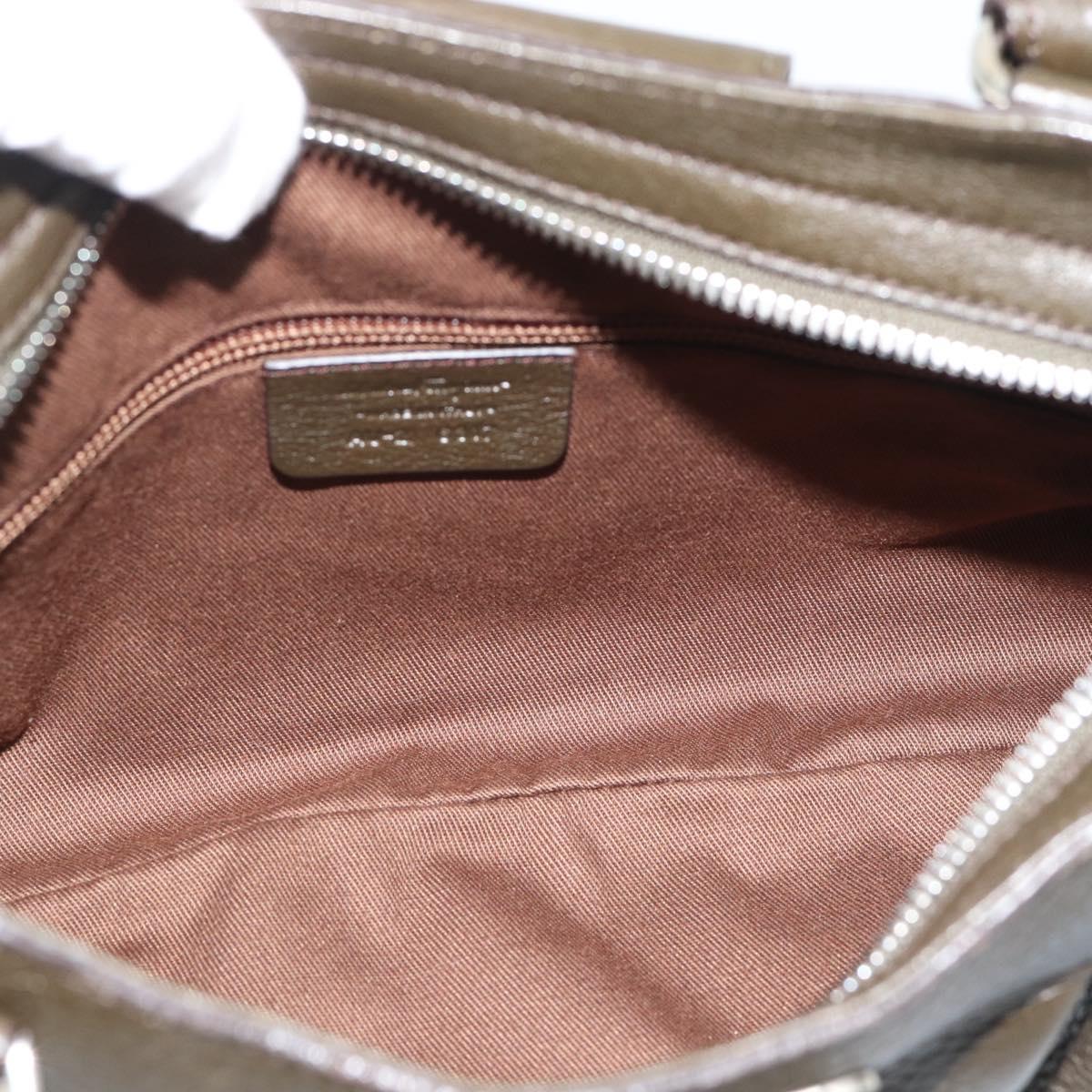 Salvatore Ferragamo Gancini Tote Bag Leather Khaki Silver Auth 190197A