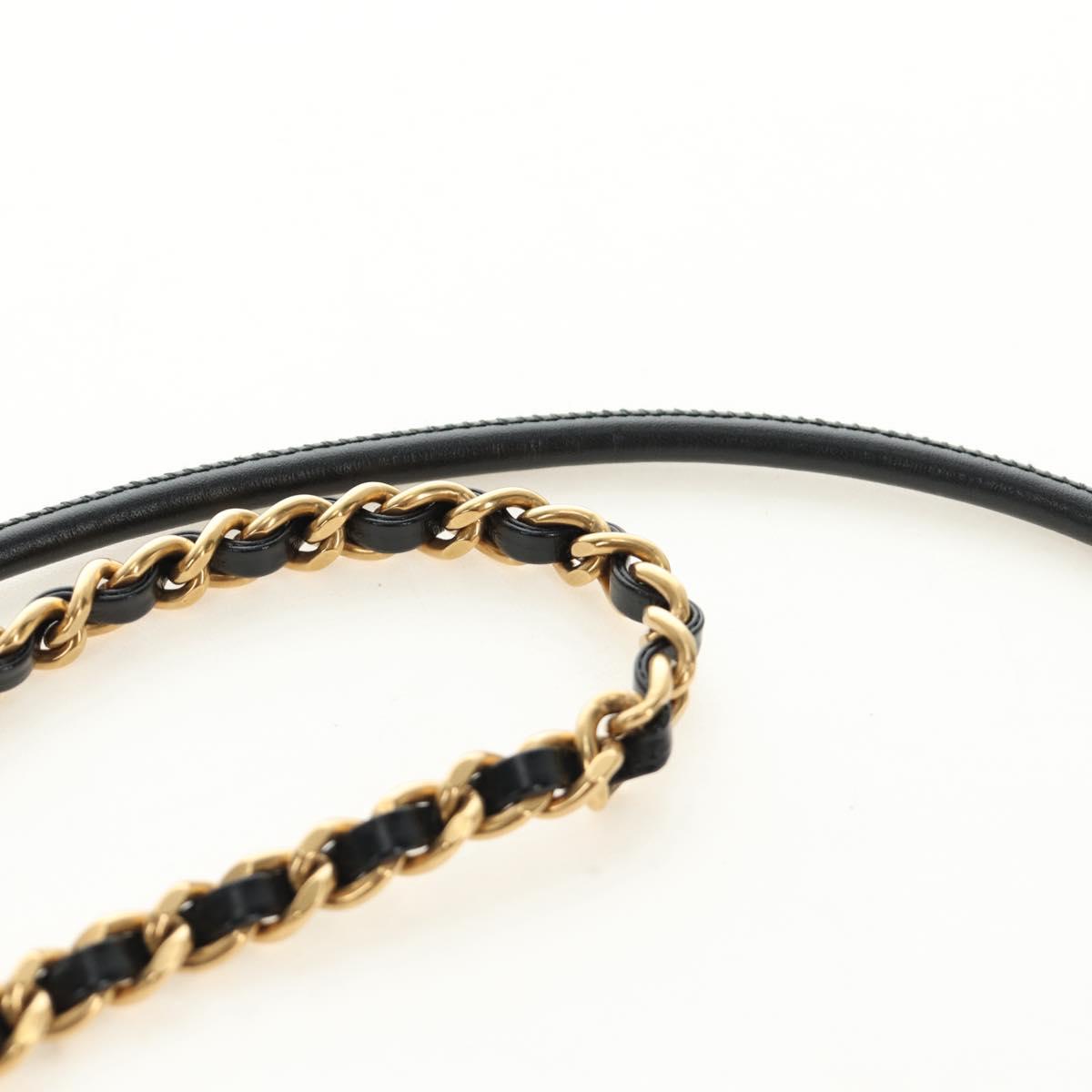 CHANEL CHANEL22 Chain Hand Bag Lamb Skin Black Gold CC Auth 190198SAM