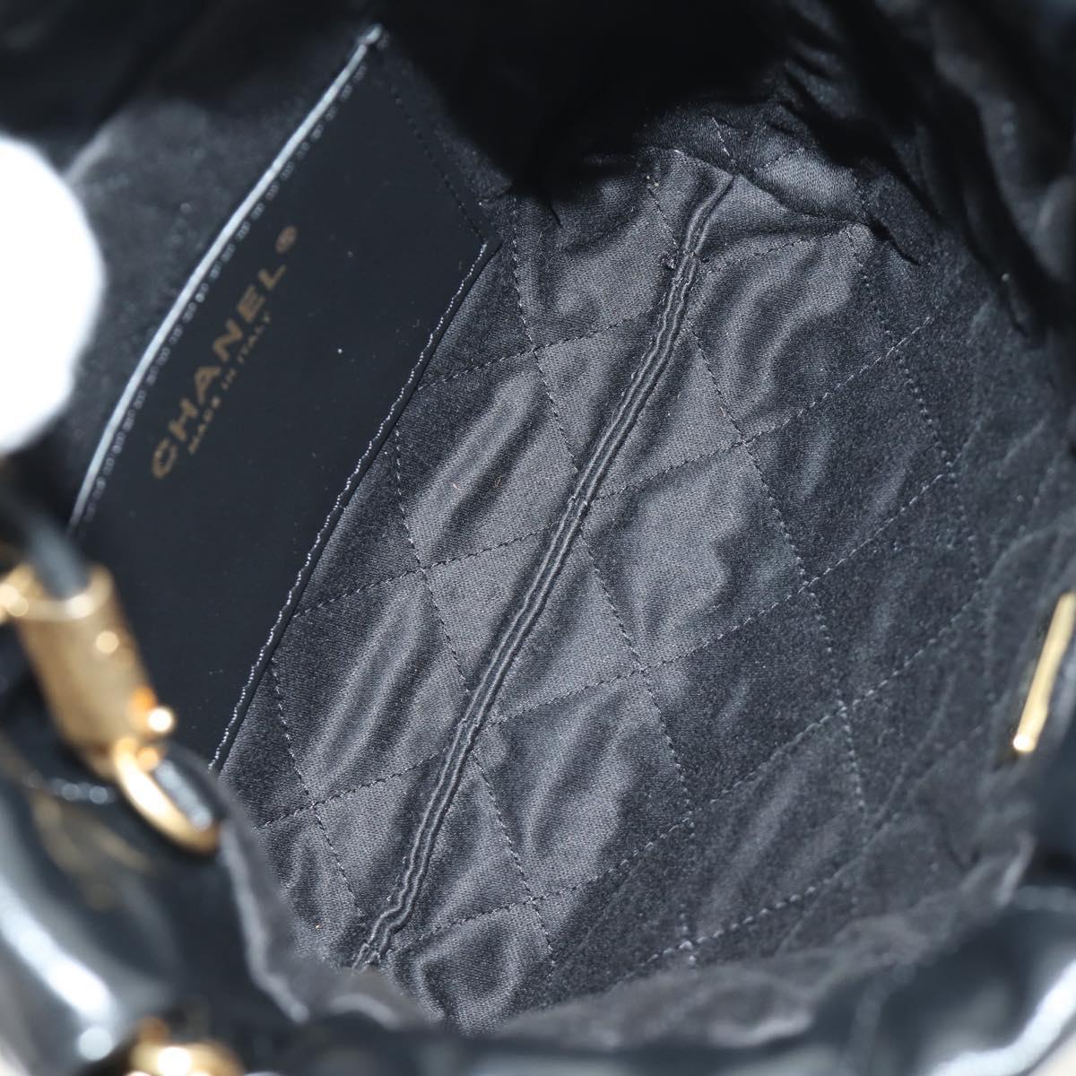 CHANEL CHANEL22 Chain Hand Bag Lamb Skin Black Gold CC Auth 190198SAM