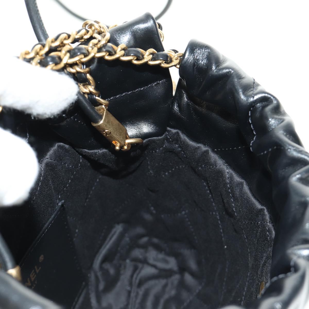 CHANEL CHANEL22 Chain Hand Bag Lamb Skin Black Gold CC Auth 190198SAM