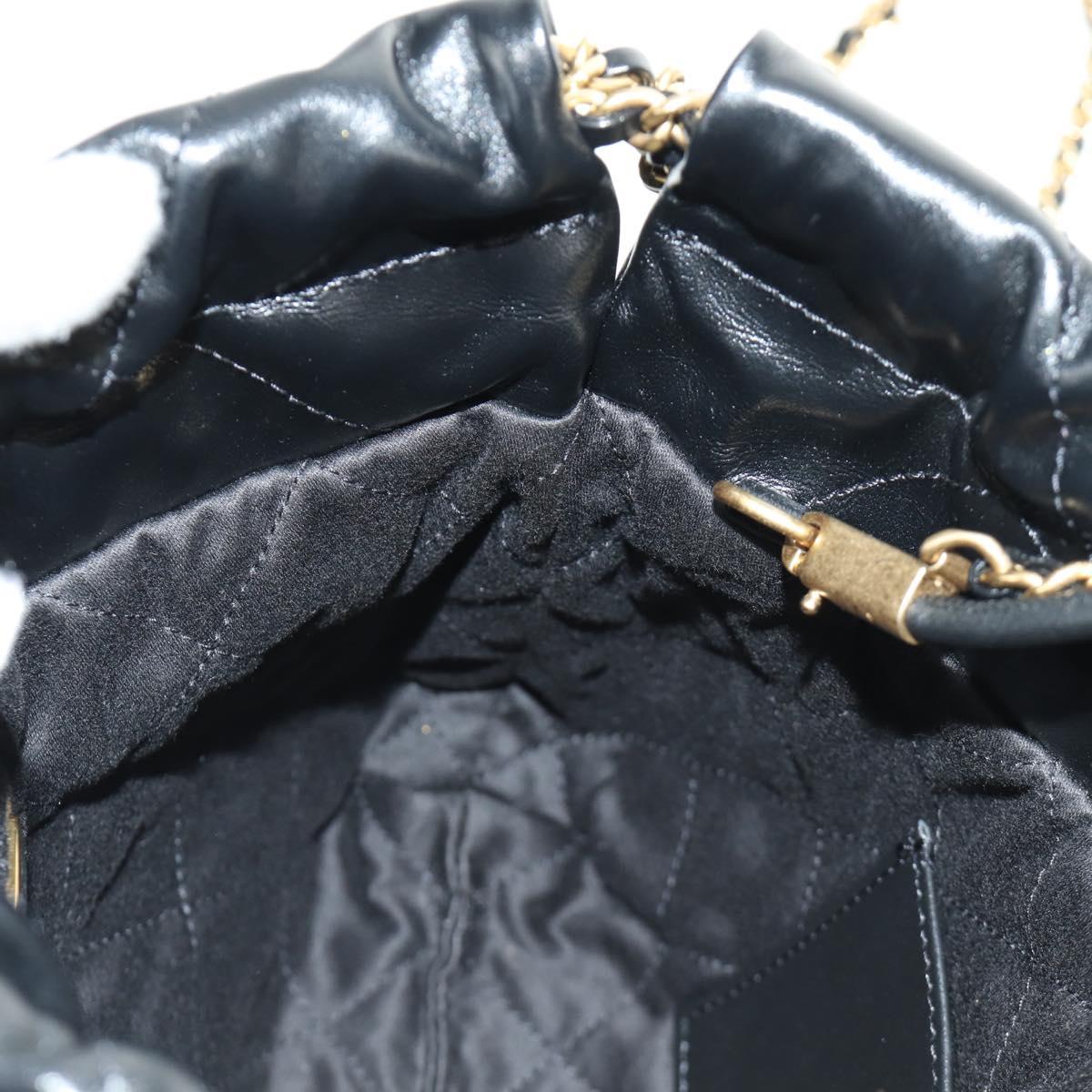 CHANEL CHANEL22 Chain Hand Bag Lamb Skin Black Gold CC Auth 190198SAM