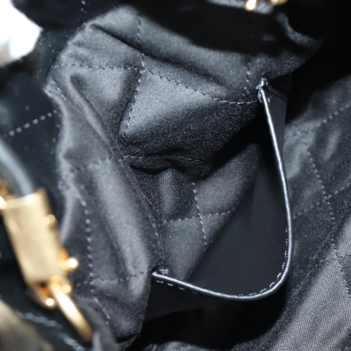 CHANEL CHANEL22 Chain Hand Bag Lamb Skin Black Gold CC Auth 190198SAM