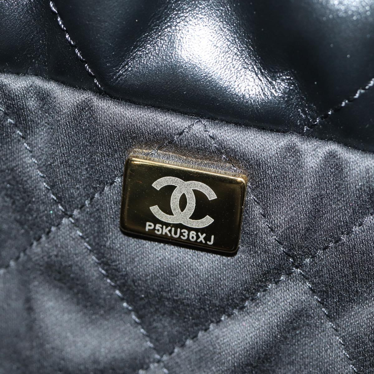 CHANEL CHANEL22 Chain Hand Bag Lamb Skin Black Gold CC Auth 190198SAM