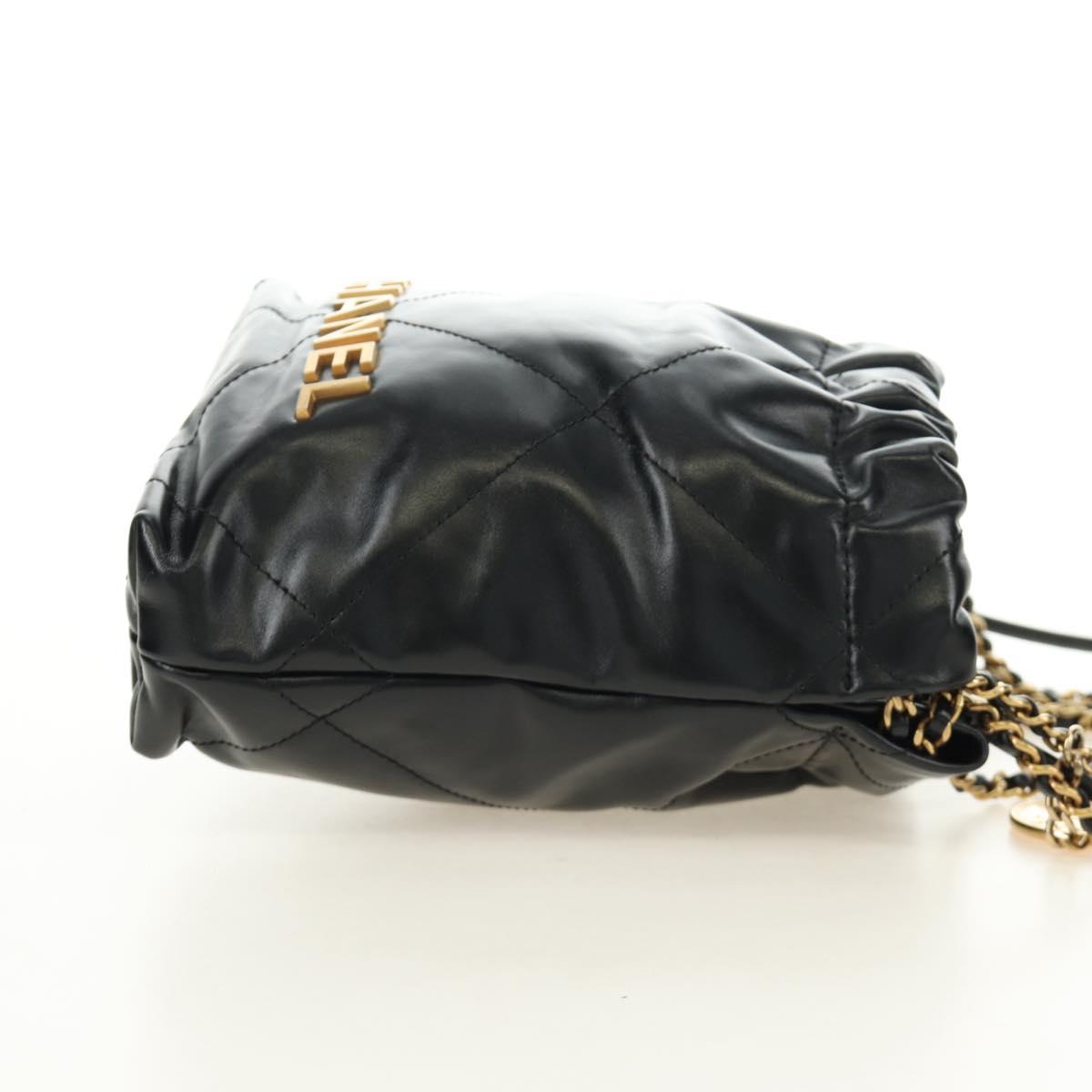 CHANEL CHANEL22 Chain Hand Bag Lamb Skin Black Gold CC Auth 190198SAM