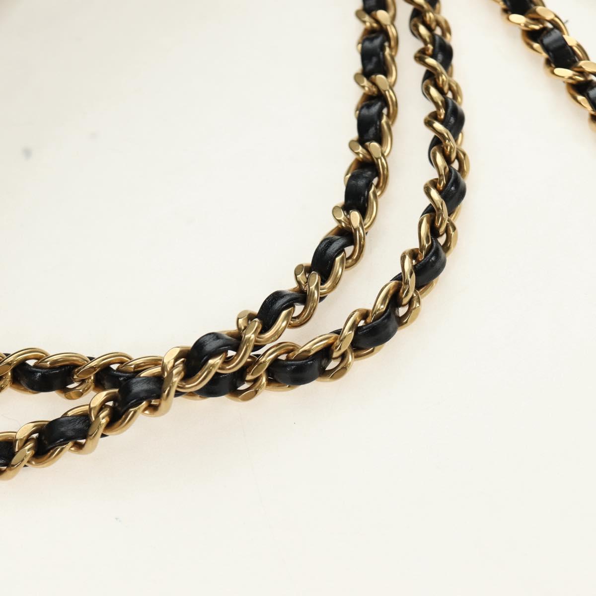 CHANEL CHANEL22 Chain Hand Bag Lamb Skin Black Gold CC Auth 190198SAM