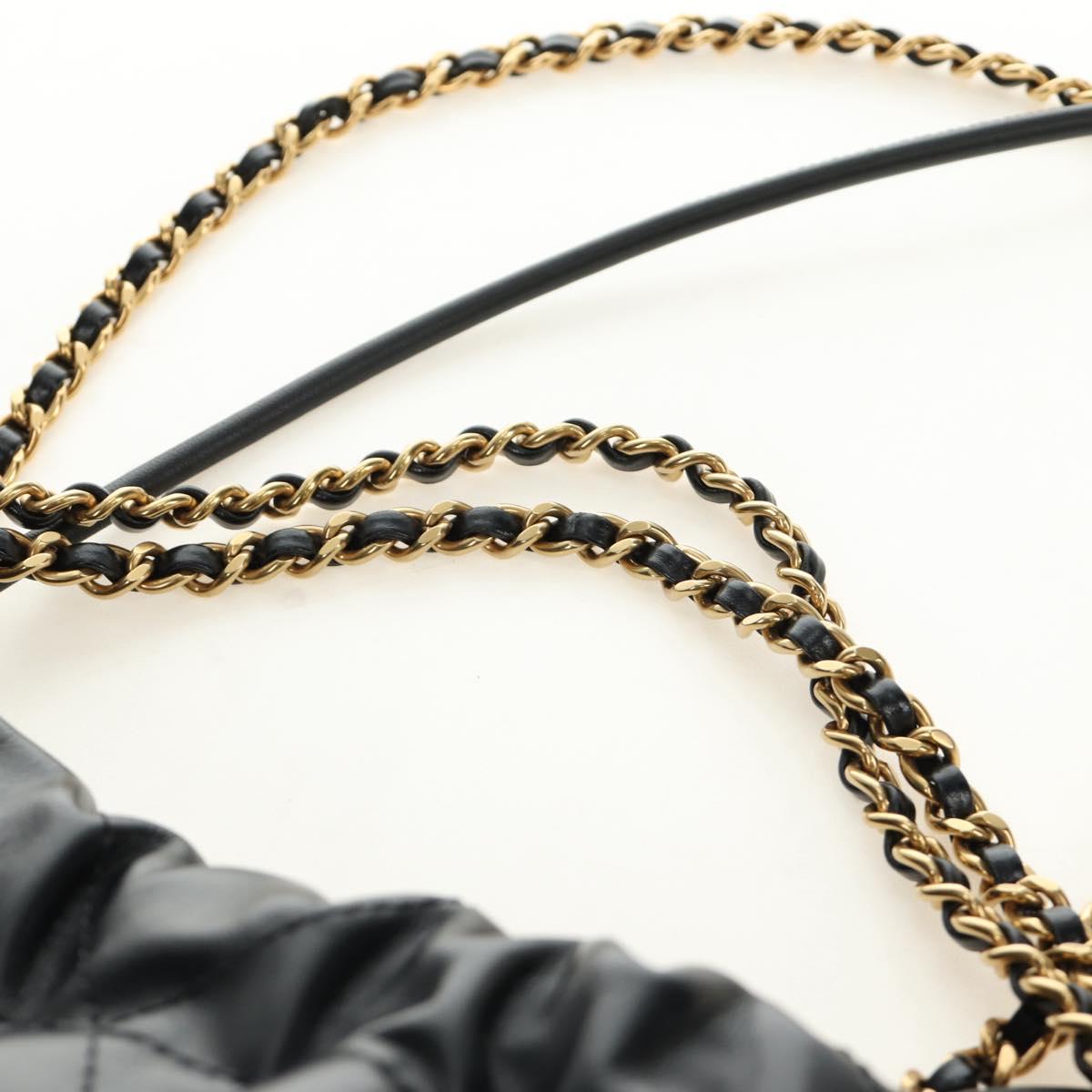 CHANEL CHANEL22 Chain Hand Bag Lamb Skin Black Gold CC Auth 190198SAM