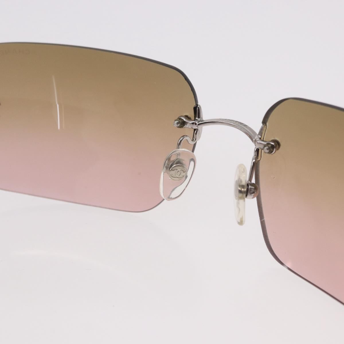 CHANEL COCO Mark Sunglasses metal Silver tone CC Auth 190199M