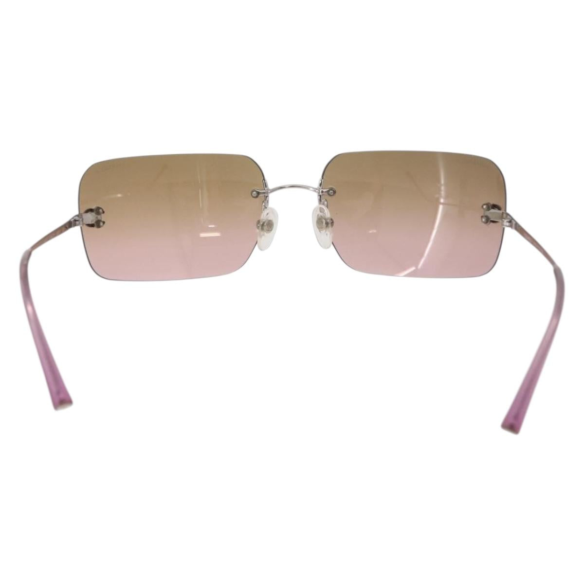 CHANEL COCO Mark Sunglasses metal Silver tone CC Auth 190199M