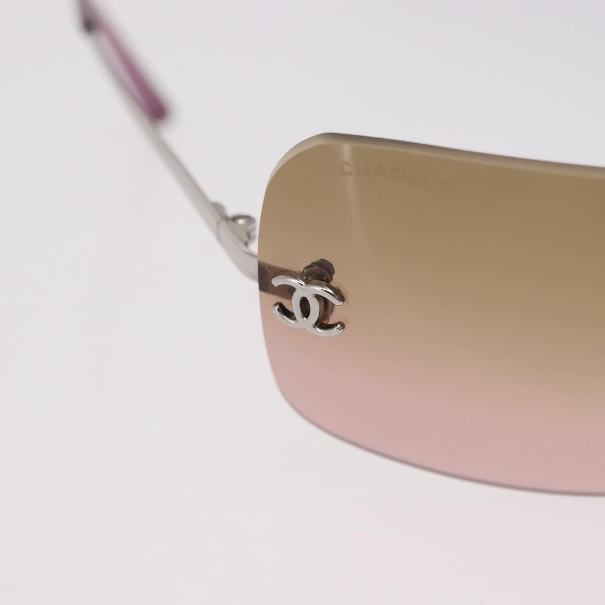 CHANEL COCO Mark Sunglasses metal Silver tone CC Auth 190199M
