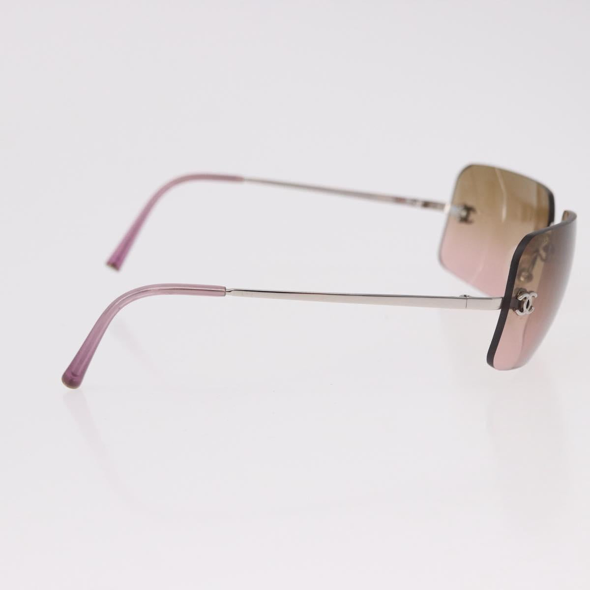 CHANEL COCO Mark Sunglasses metal Silver tone CC Auth 190199M