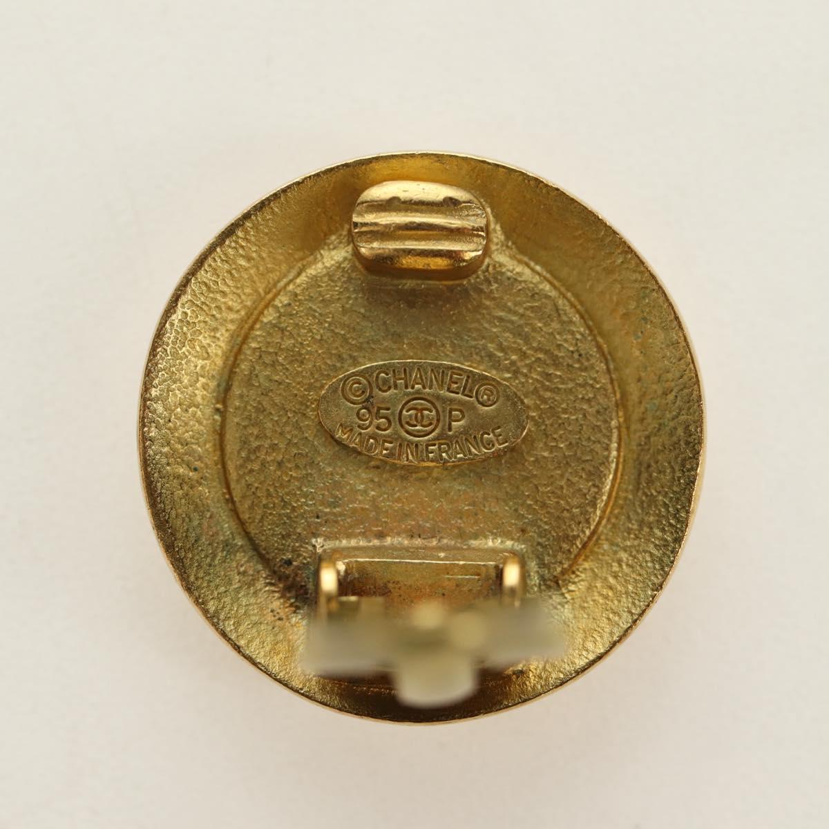 CHANEL COCO Mark Earring metal Gold Tone CC Auth 190201M