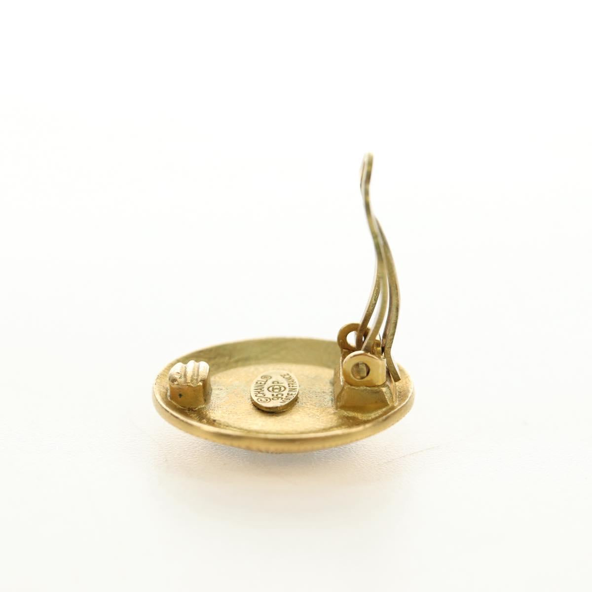 CHANEL COCO Mark Earring metal Gold Tone CC Auth 190201M