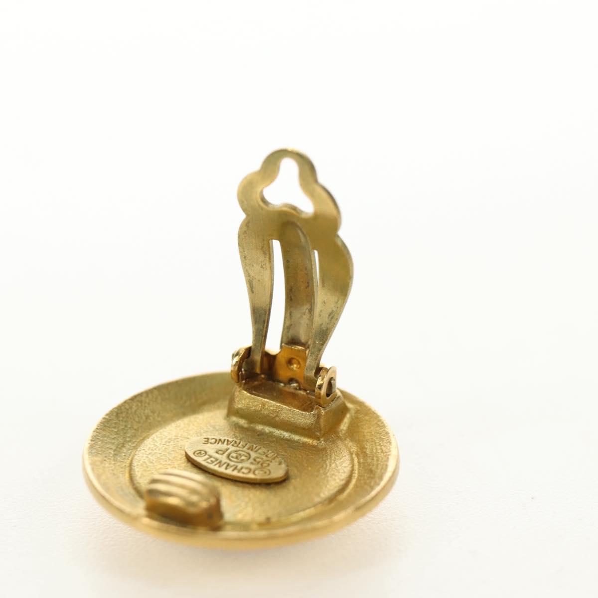 CHANEL COCO Mark Earring metal Gold Tone CC Auth 190201M