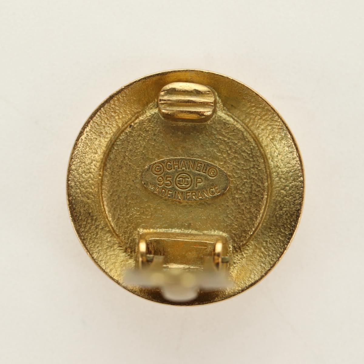 CHANEL COCO Mark Earring metal Gold Tone CC Auth 190201M