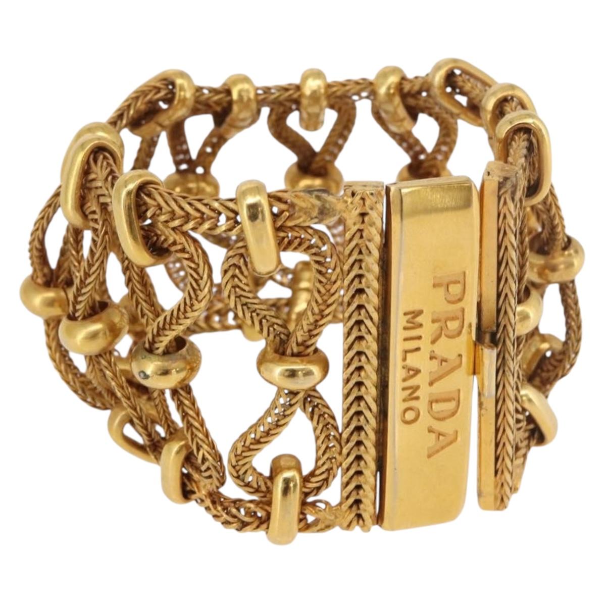PRADA Bangle Bracelet metal Gold Tone Auth 190203M