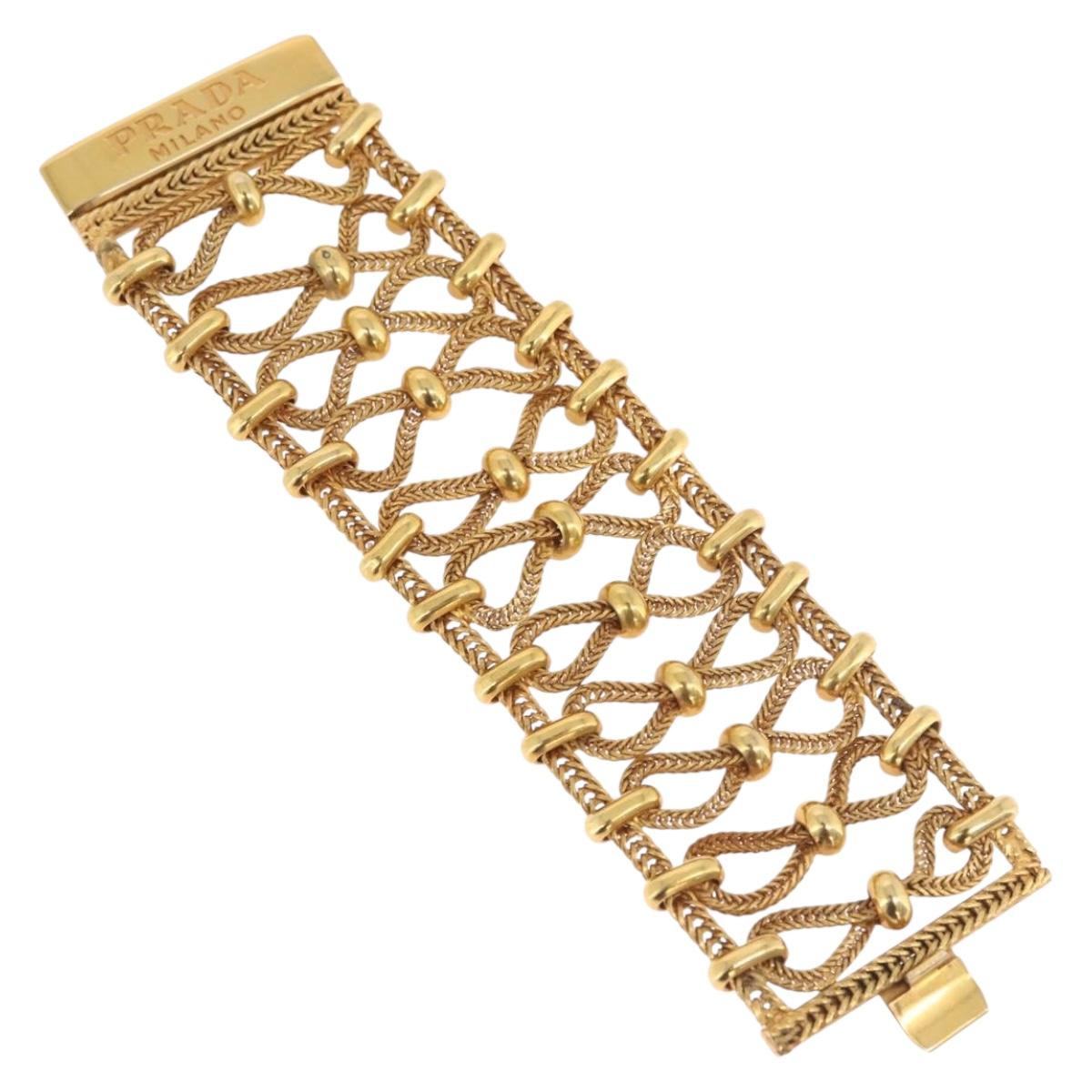 PRADA Bangle Bracelet metal Gold Tone Auth 190203M