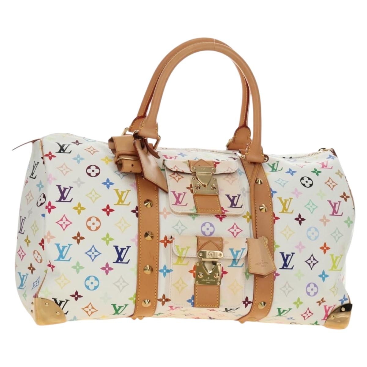 LOUIS VUITTON Monogram Multicolor Keepall 45 Bag White M92641 LV Auth 190220SAV