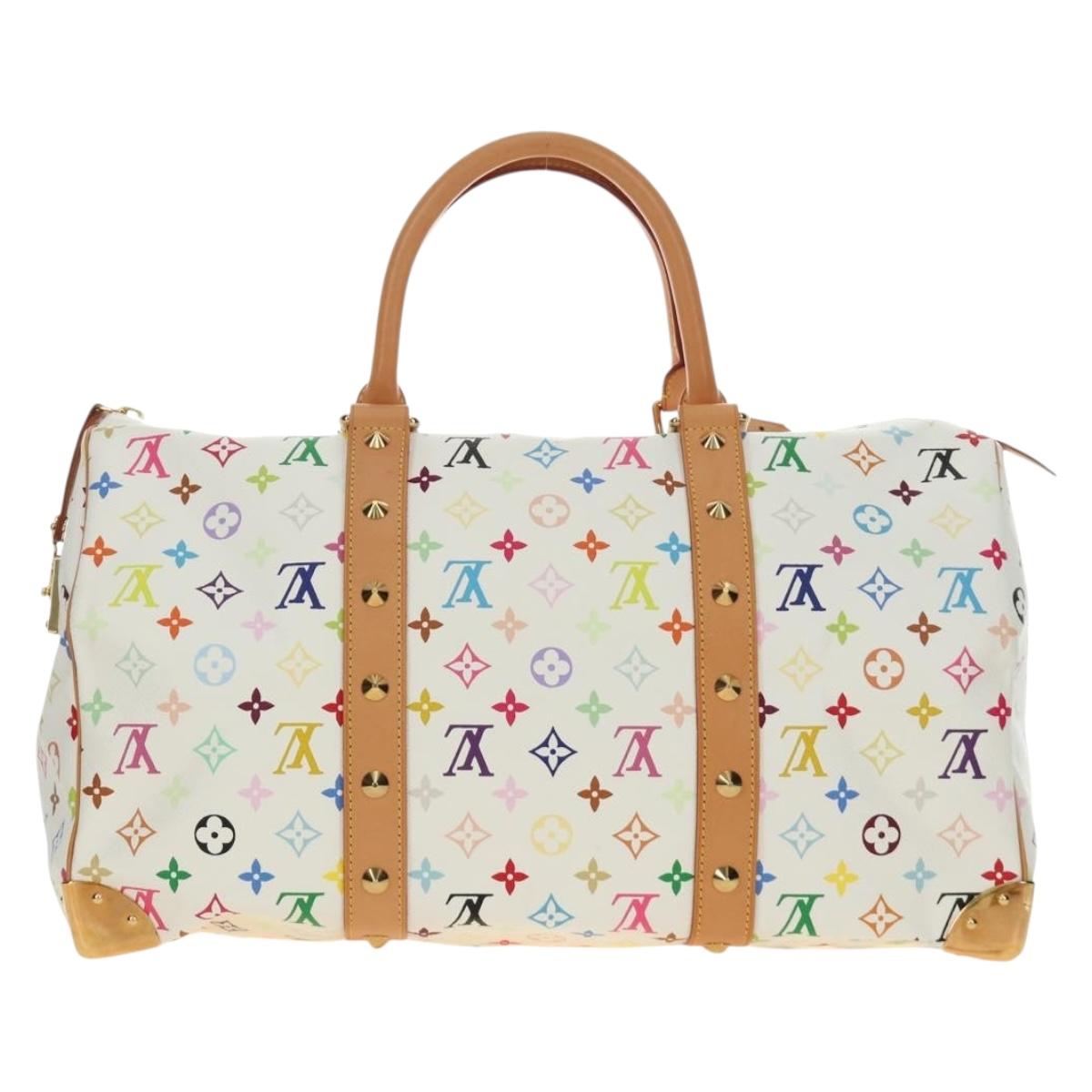 LOUIS VUITTON Monogram Multicolor Keepall 45 Bag White M92641 LV Auth 190220SAV
