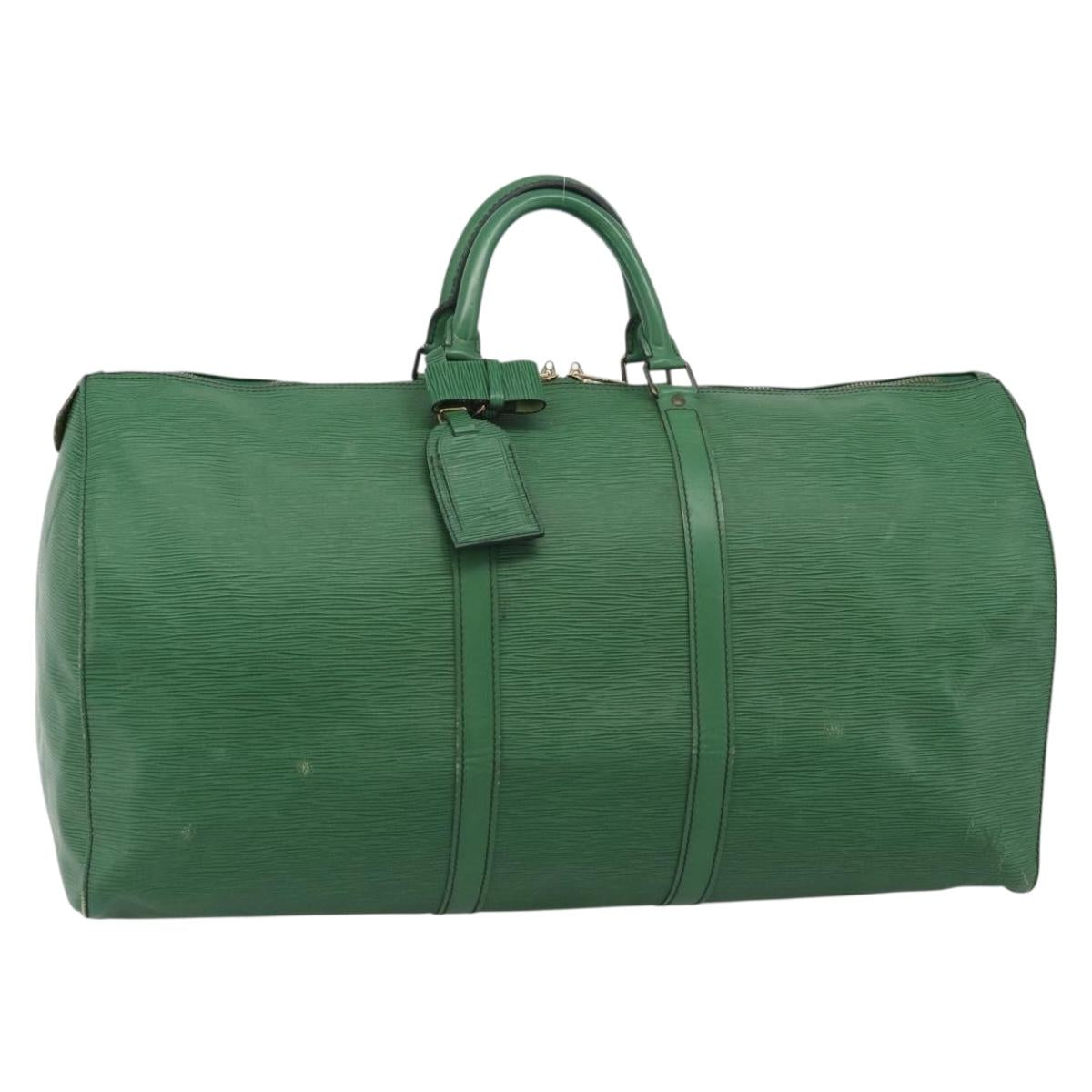LOUIS VUITTON Epi Keepall 55 Boston Bag Green M42954 LV Auth 190222
