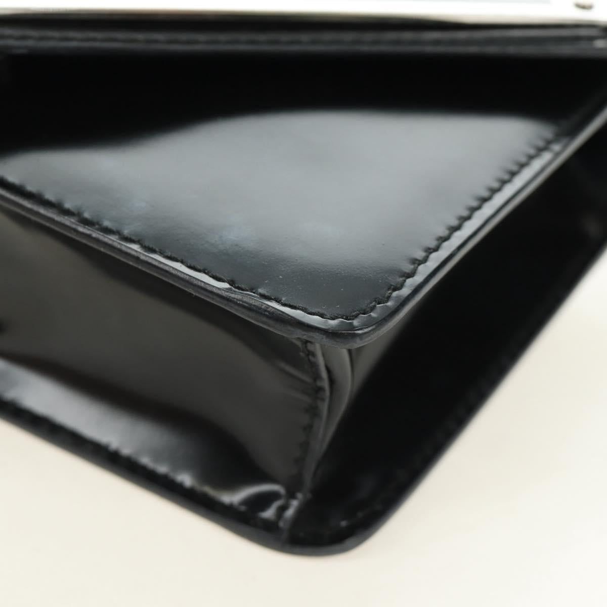 PRADA Chain Shoulder Bag Patent Leather Black Silver Auth 190226SAM