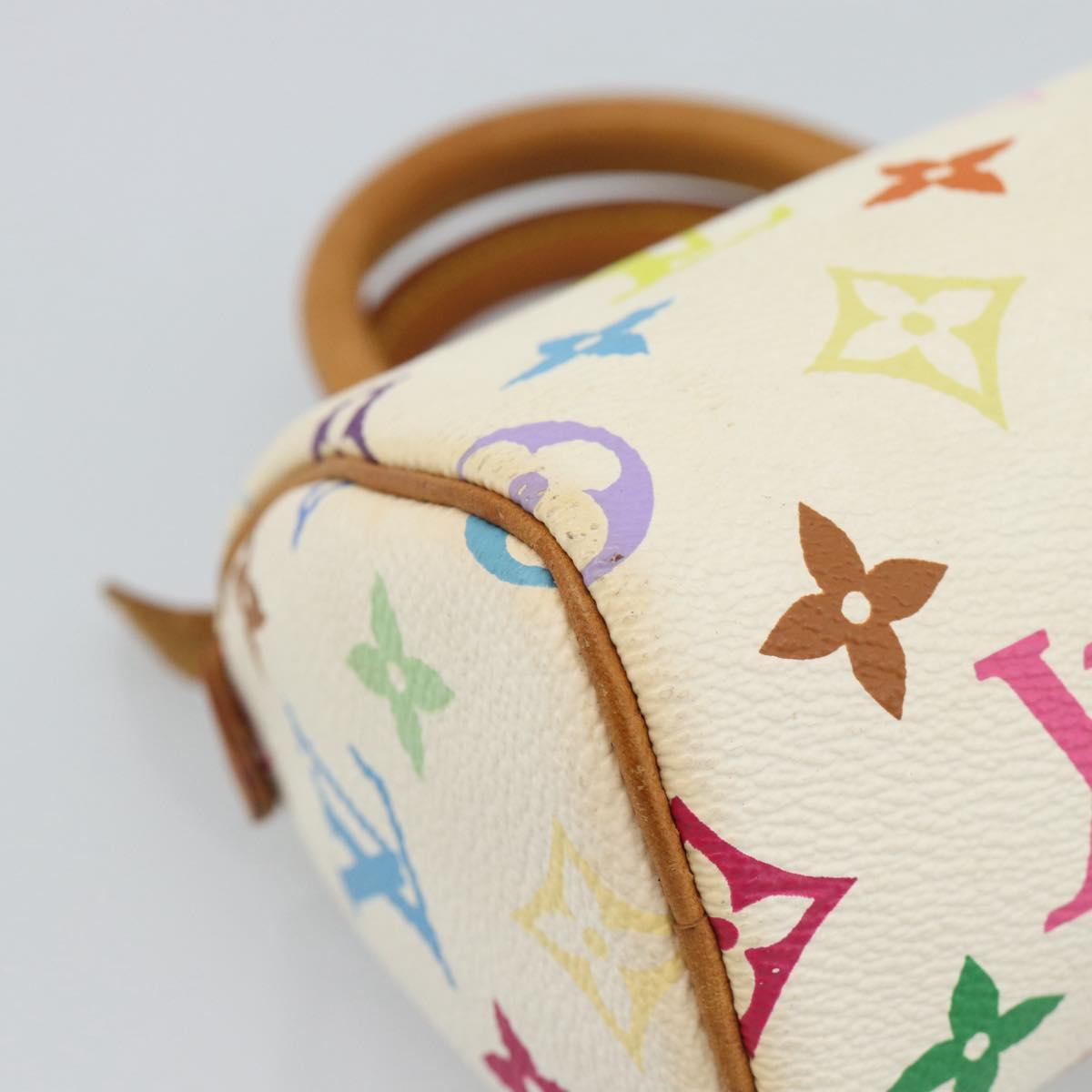 LOUIS VUITTON Monogram Multicolor Mini Speedy Hand Bag White M92645 Auth 190228V