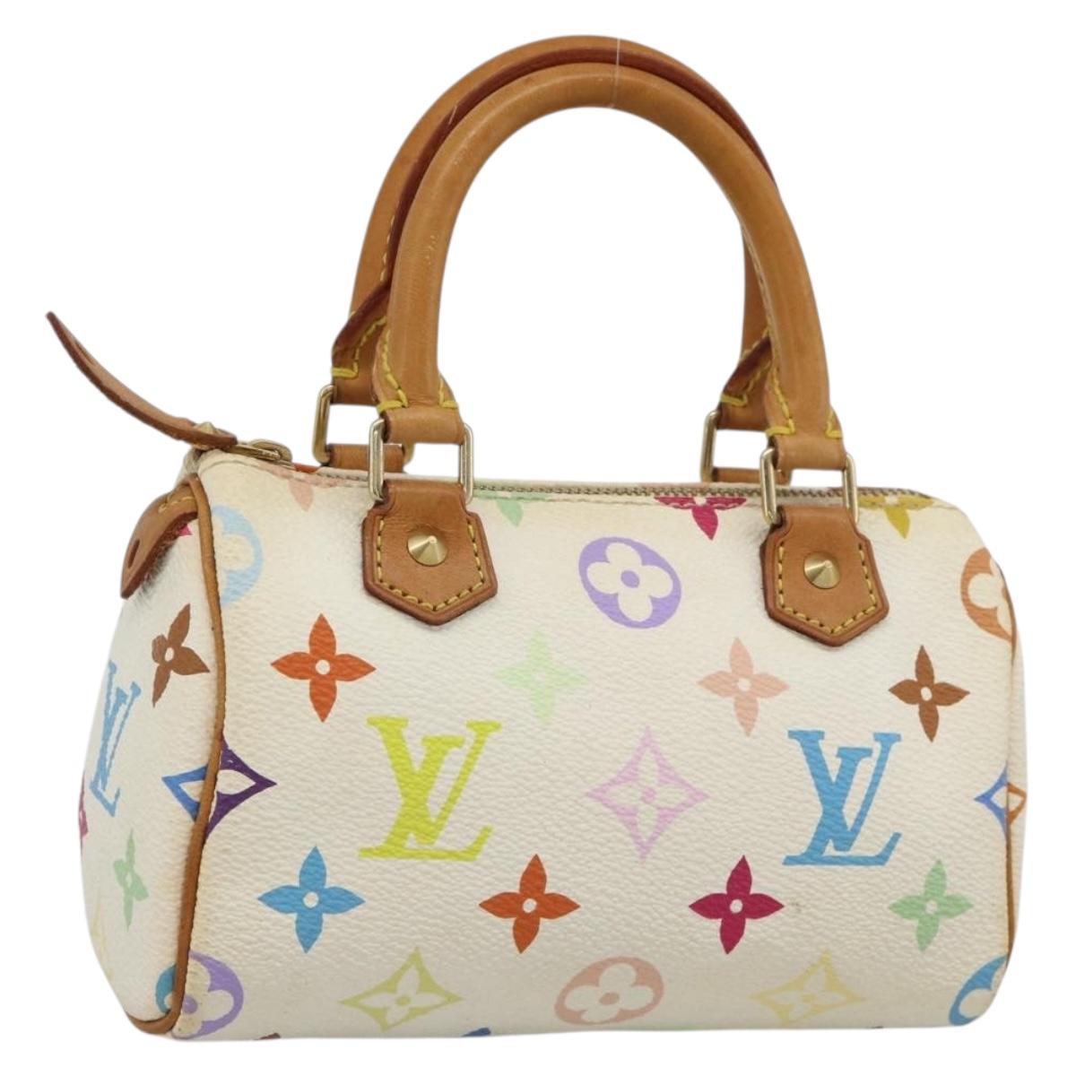 LOUIS VUITTON Monogram Multicolor Mini Speedy Hand Bag White M92645 Auth 190228V