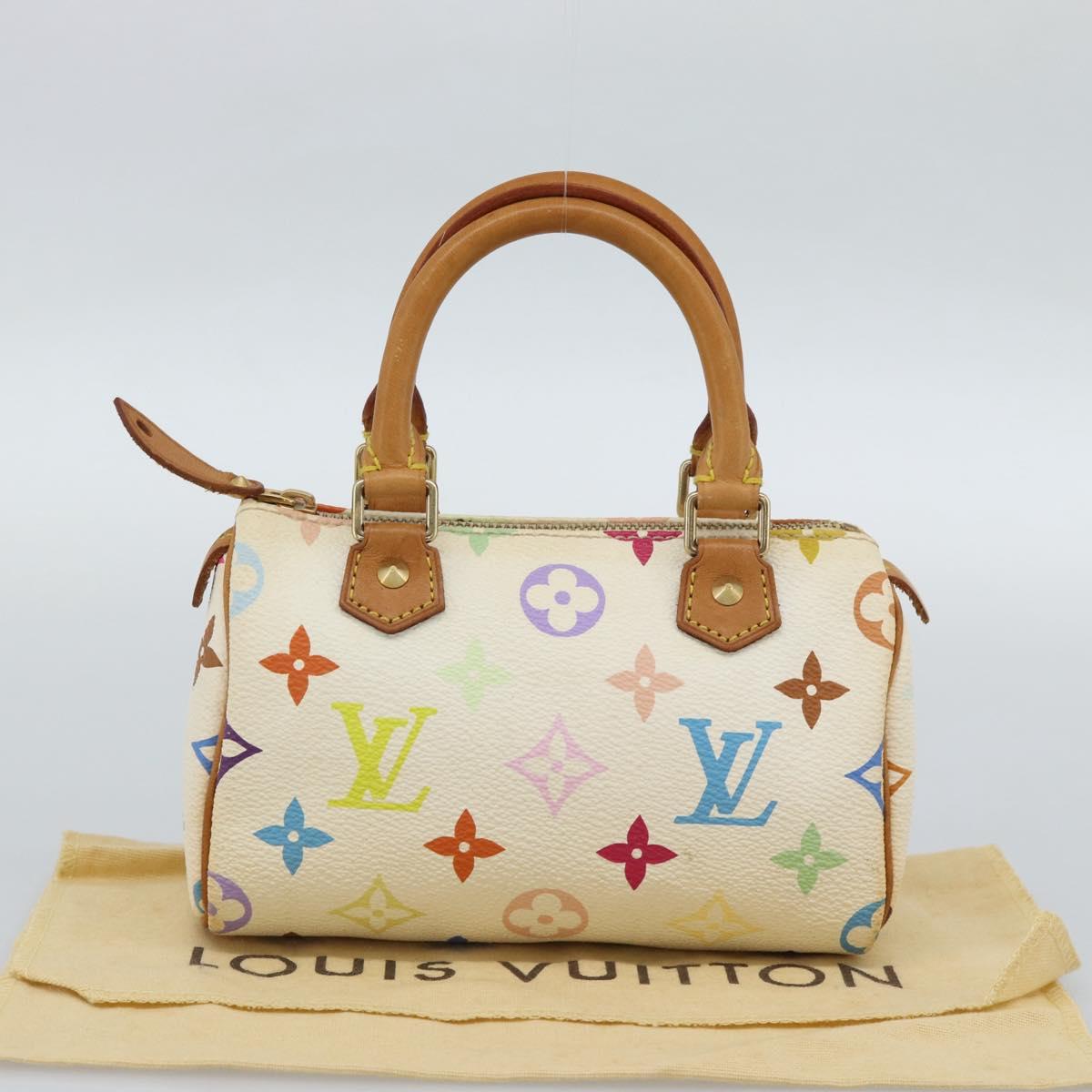 LOUIS VUITTON Monogram Multicolor Mini Speedy Hand Bag White M92645 Auth 190228V