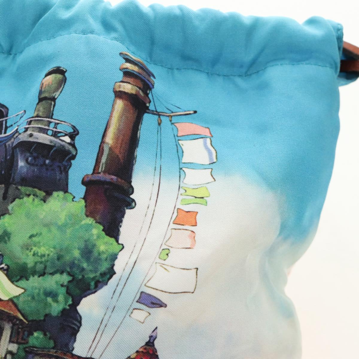 LOEWE Ghibli Collaboration Howl's Moving Castle Pouch Canvas Blue Auth 190232SM