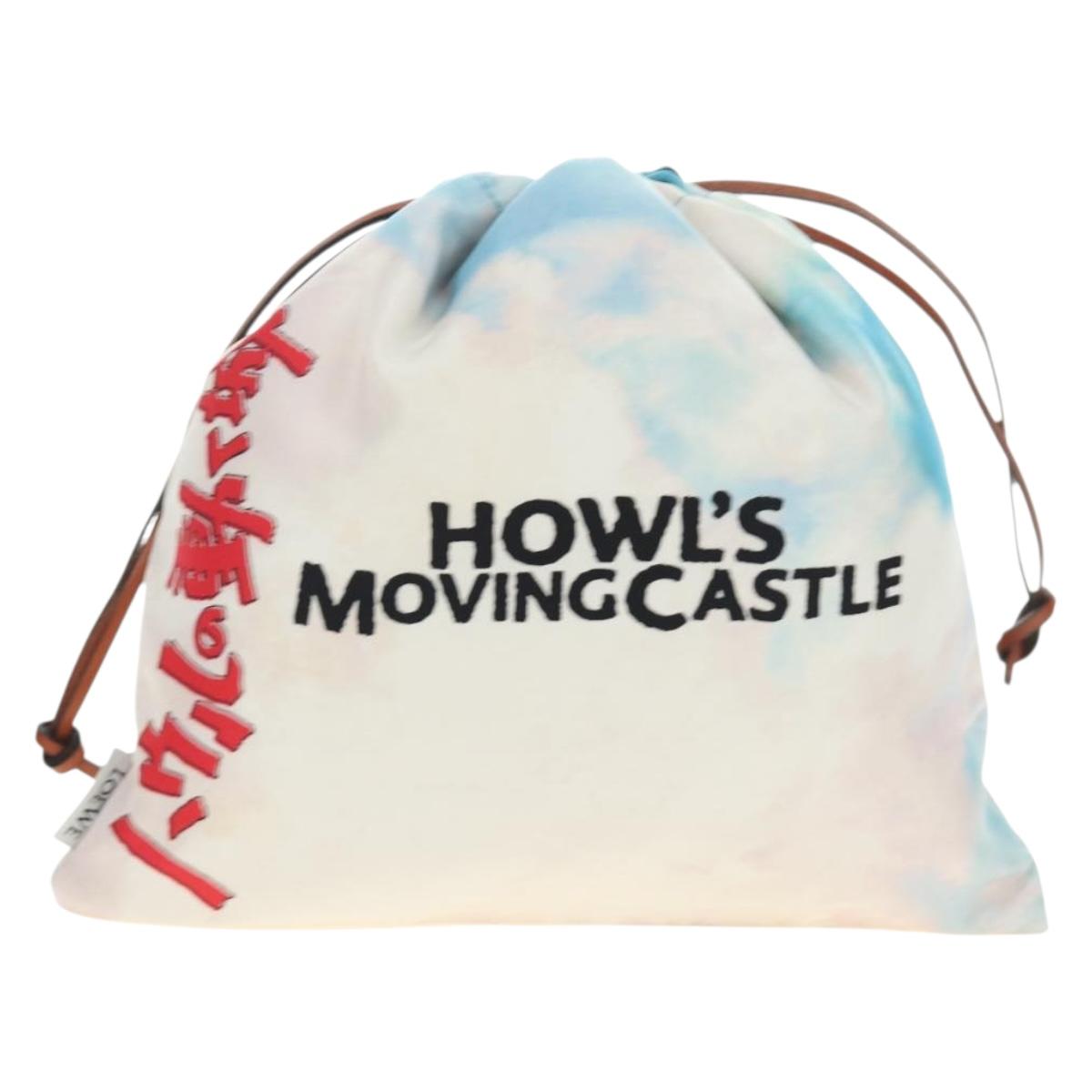 LOEWE Ghibli Collaboration Howl's Moving Castle Pouch Canvas Blue Auth 190232SM