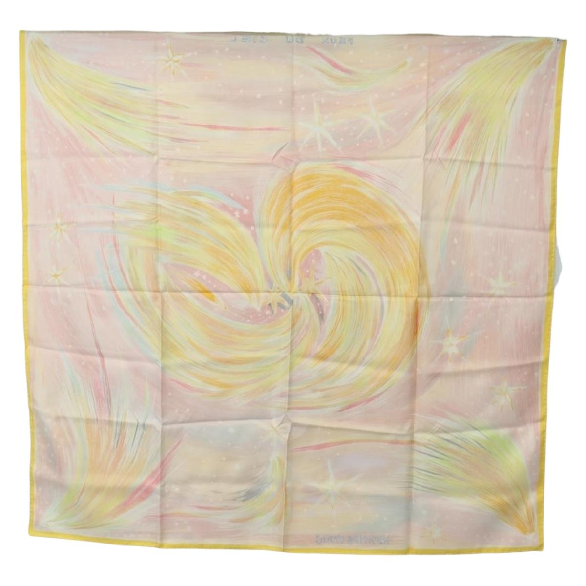 HERMES Carre 90 Scarf ”FEUX DU CIEL"" Silk Pink Auth 190239M