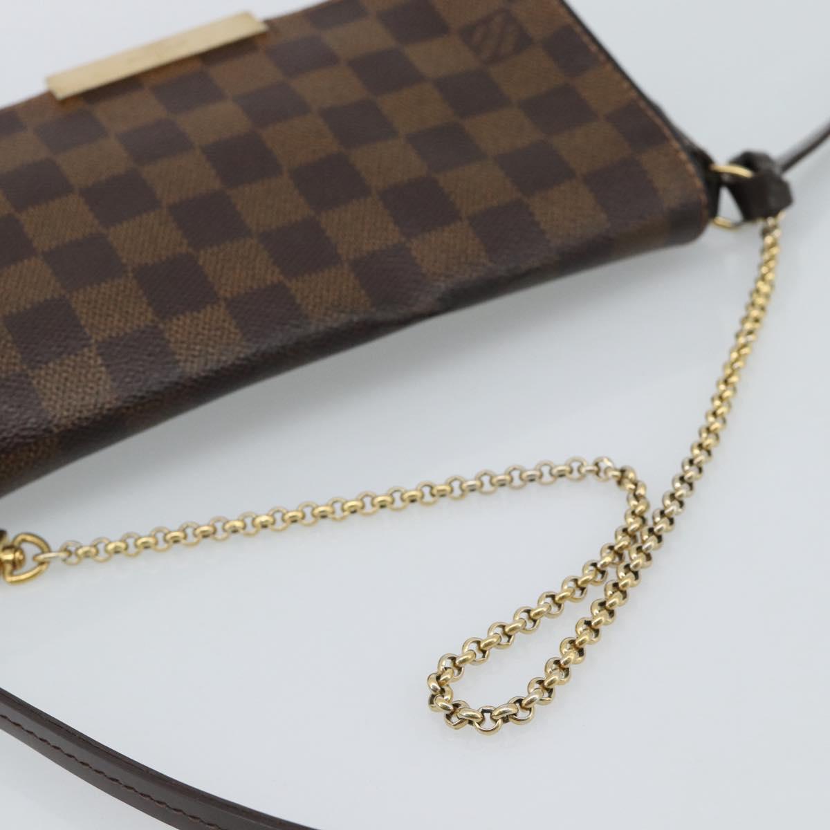 LOUIS VUITTON Damier Ebene Favorit PM Shoulder Bag 2way N41276 LV Auth 190240