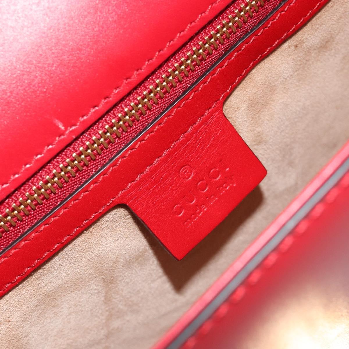 GUCCI Sherry Line Silvi Shoulder Bag Leather Red Gold 421882 Auth 190243V