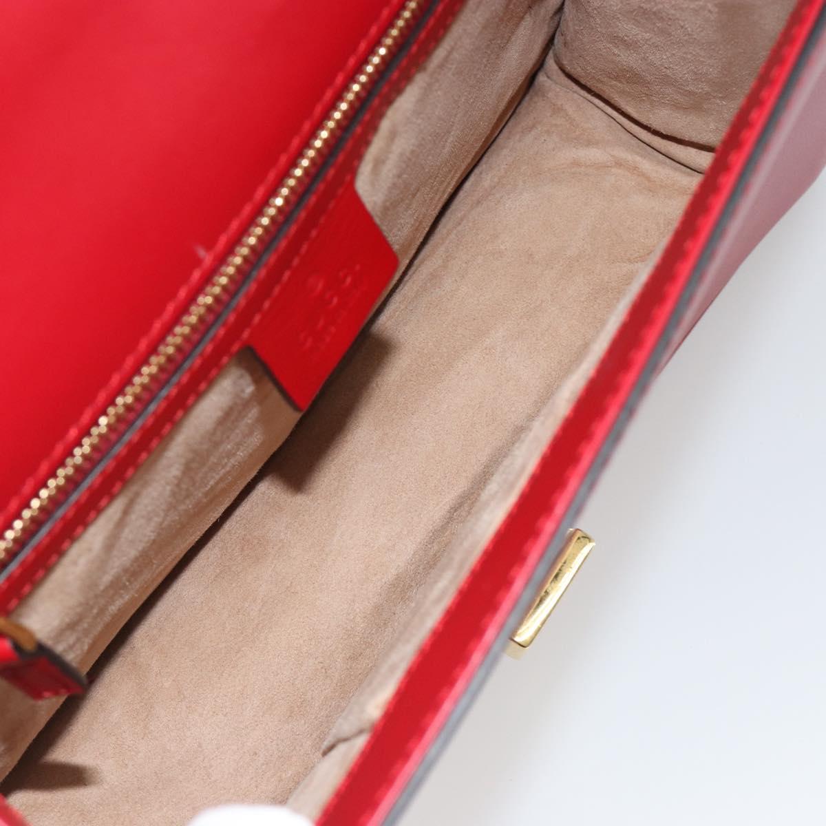 GUCCI Sherry Line Silvi Shoulder Bag Leather Red Gold 421882 Auth 190243V