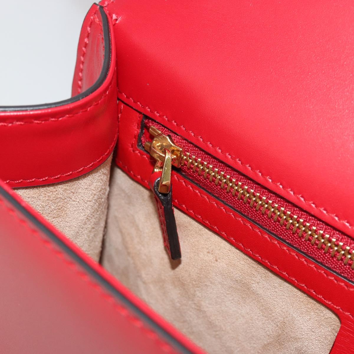 GUCCI Sherry Line Silvi Shoulder Bag Leather Red Gold 421882 Auth 190243V