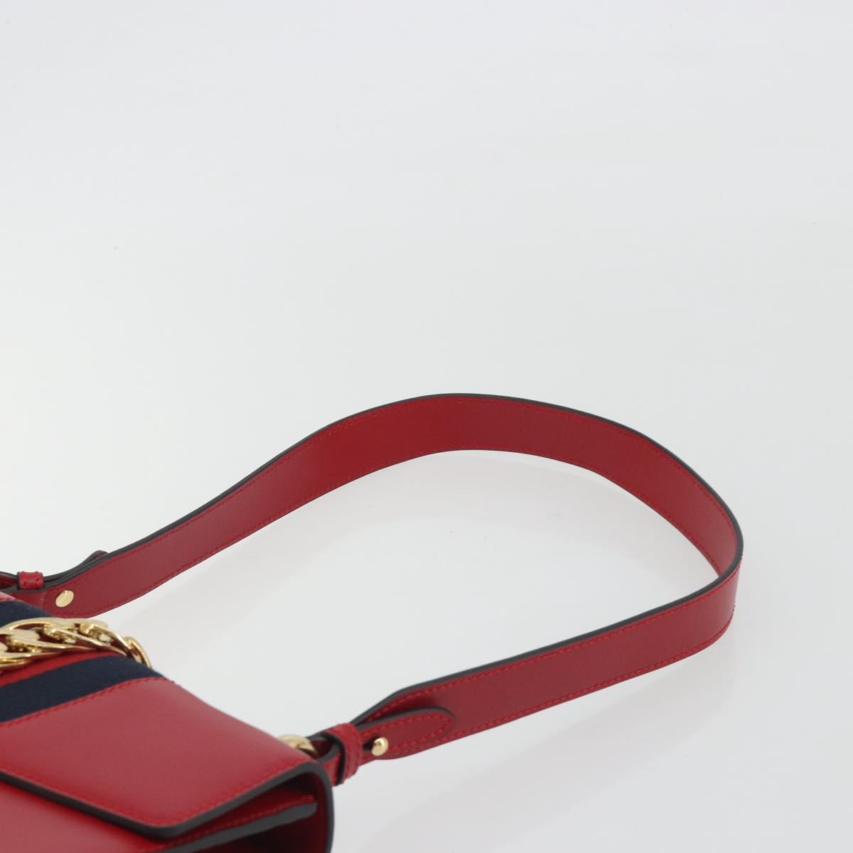 GUCCI Sherry Line Silvi Shoulder Bag Leather Red Gold 421882 Auth 190243V
