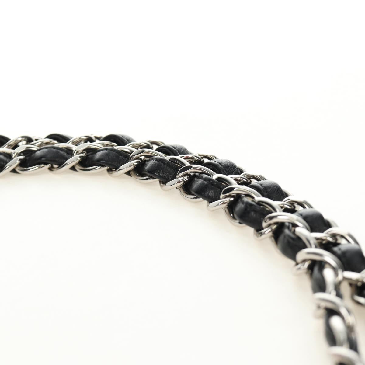 CHANEL Chain Big Matelasse 30 Bag Lamb Skin White Black Silver CC Auth 190244SAM