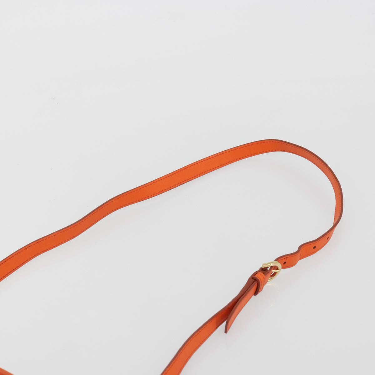 Salvatore Ferragamo Gancini Hand Bag Leather 2way Orange Gold Auth 190253