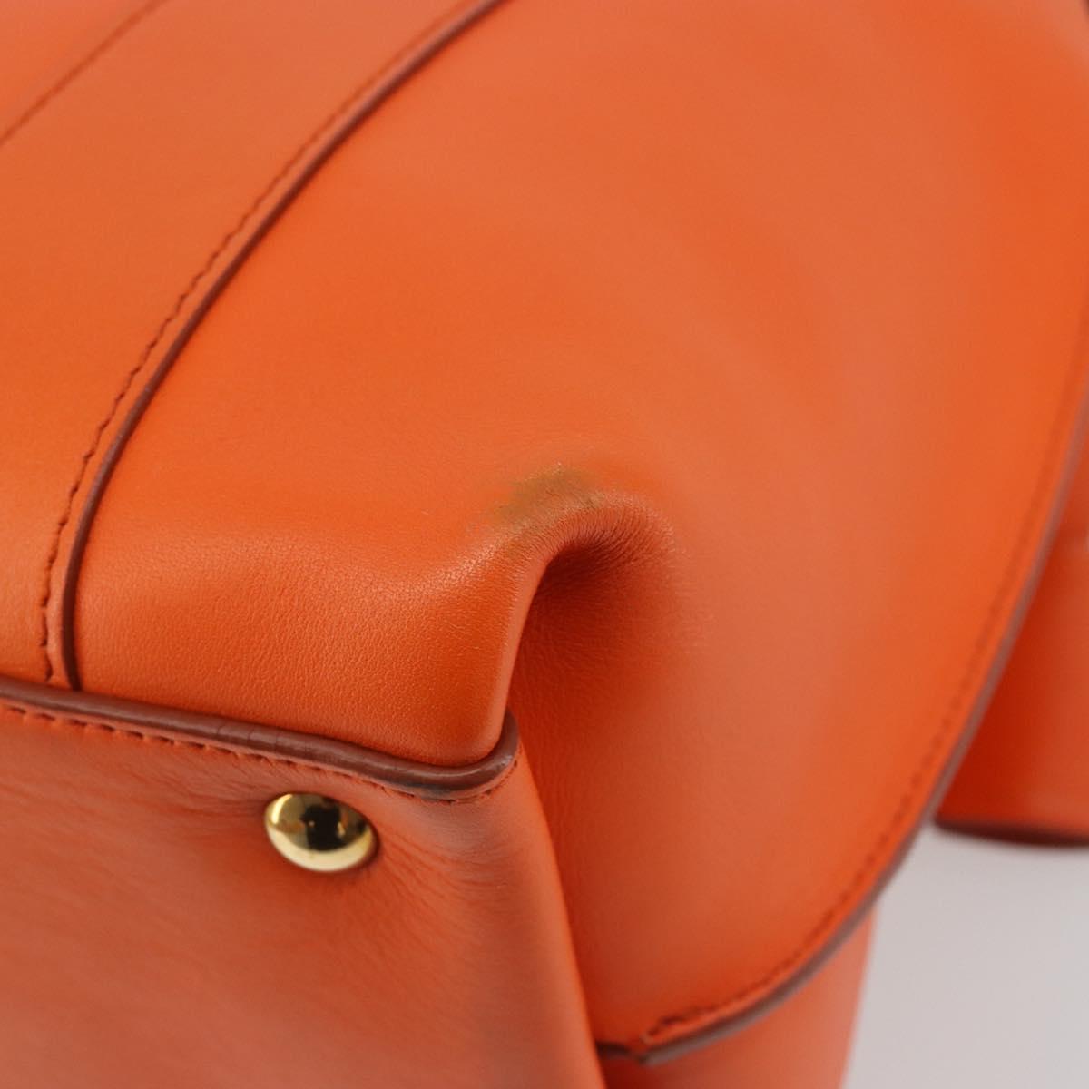 Salvatore Ferragamo Gancini Hand Bag Leather 2way Orange Gold Auth 190253