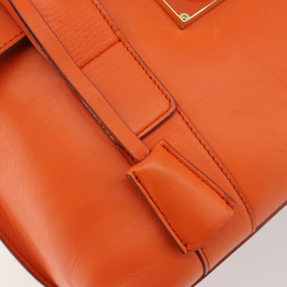Salvatore Ferragamo Gancini Hand Bag Leather 2way Orange Gold Auth 190253
