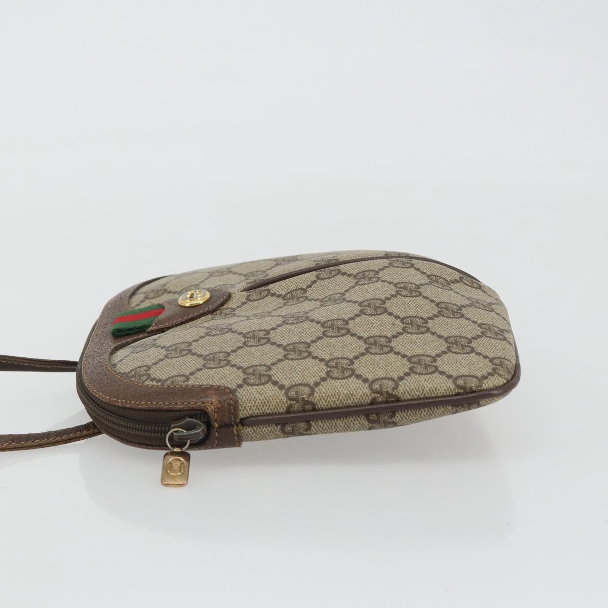GUCCI GG Supreme Web Sherry Line Bag PVC Beige Gold 904 02 047 Auth 190257