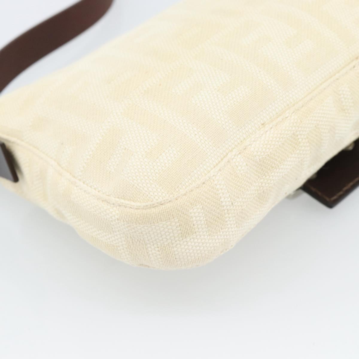 FENDI Zucca Canvas Mamma Baguette Shoulder Bag Beige Silver Auth 190260SAM