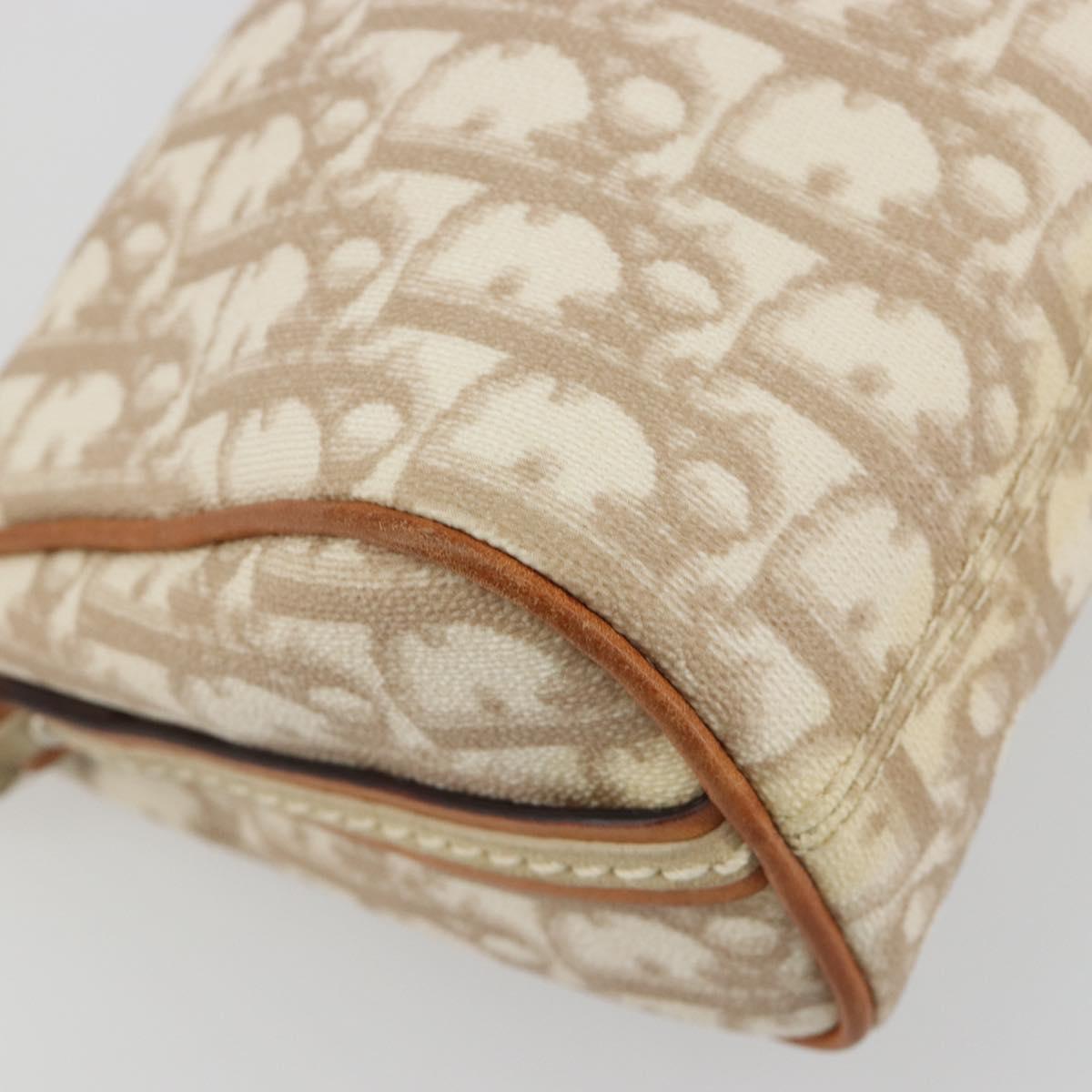 Christian Dior Trotter Canvas Romantic Shoulder Bag PVC Ivory Silver Auth 190263A