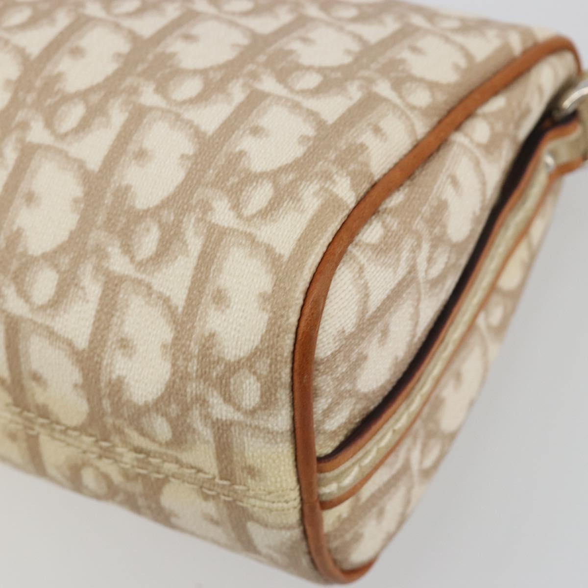 Christian Dior Trotter Canvas Romantic Shoulder Bag PVC Ivory Silver Auth 190263A