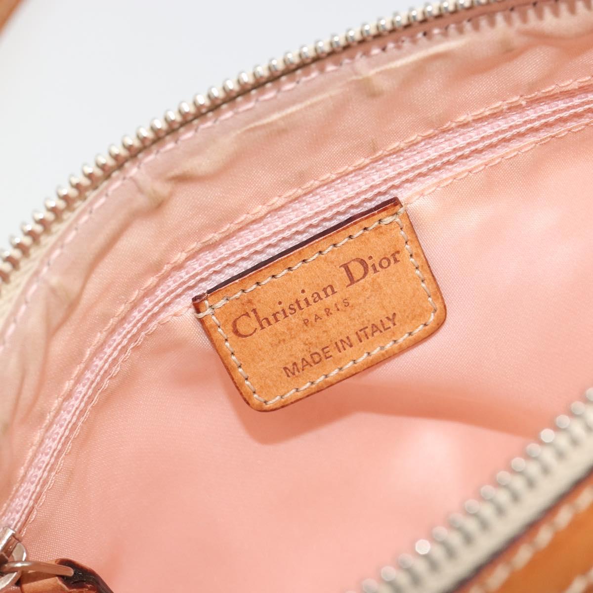 Christian Dior Trotter Canvas Romantic Shoulder Bag PVC Ivory Silver Auth 190263A