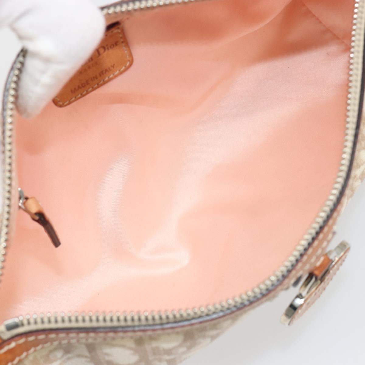 Christian Dior Trotter Canvas Romantic Shoulder Bag PVC Ivory Silver Auth 190263A