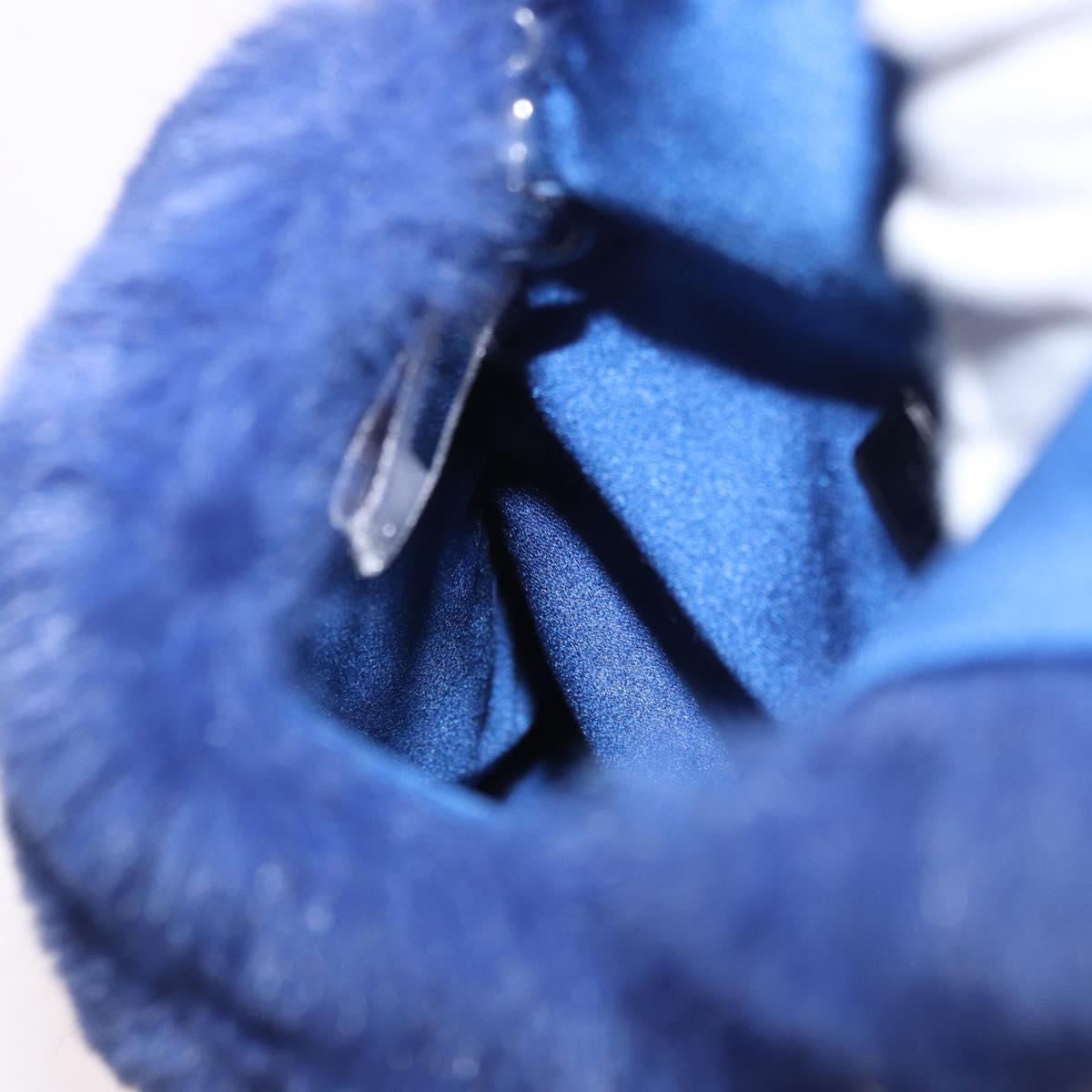 Jimmy Choo Chain Shoulder Phone Holder Acrylic Fur Blue Silver Auth 190265A