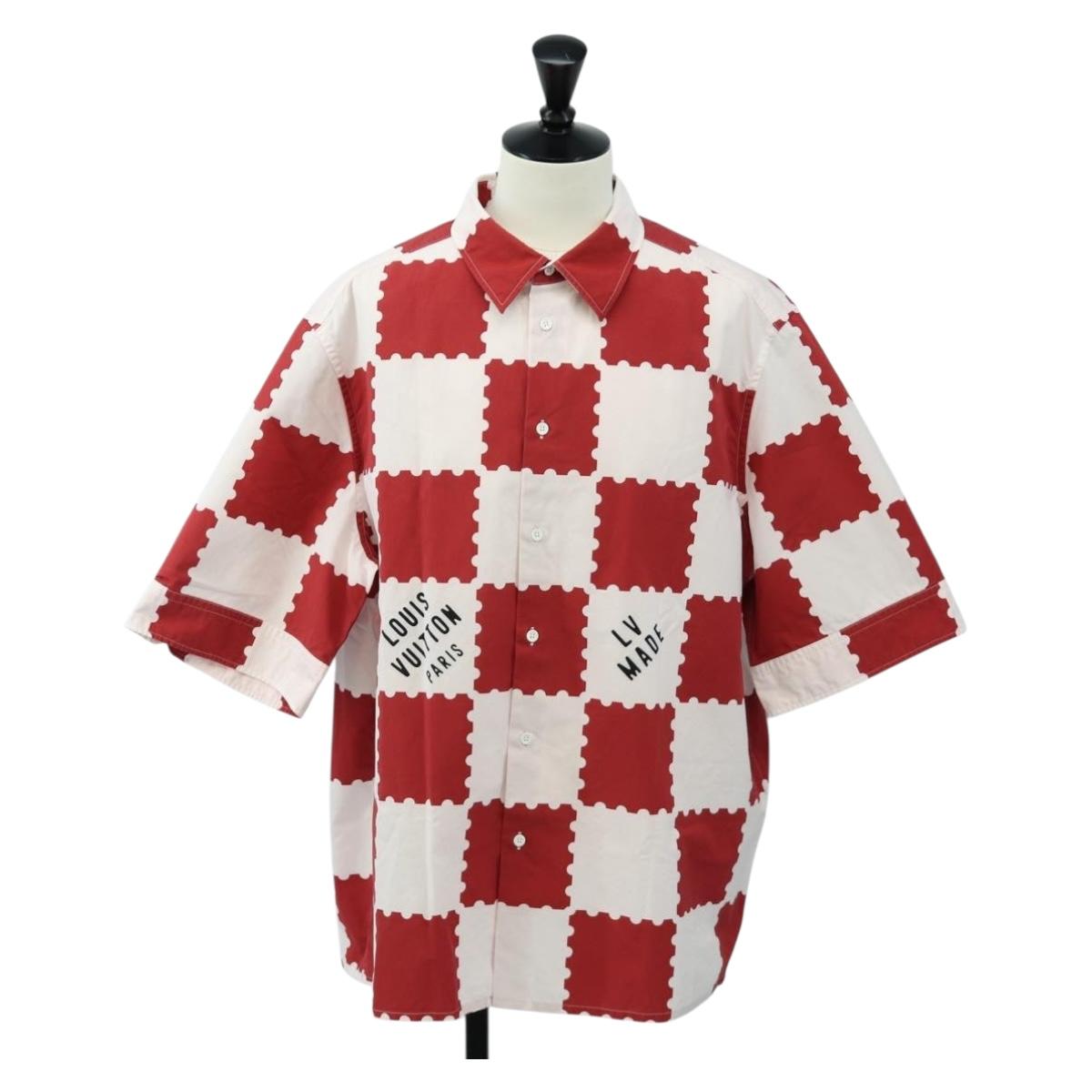 LOUIS VUITTON Damier Giant Short Sleeved Shirt LVMADE 4L Red LV Auth 190266SAM