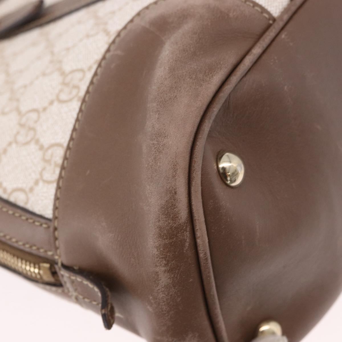 GUCCI GG Supreme Hand Bag PVC 2way Beige Gold 309617 Auth 190275